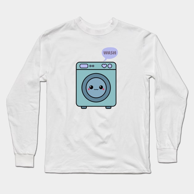 Kawaii Washing Machine Long Sleeve T-Shirt by Sasyall